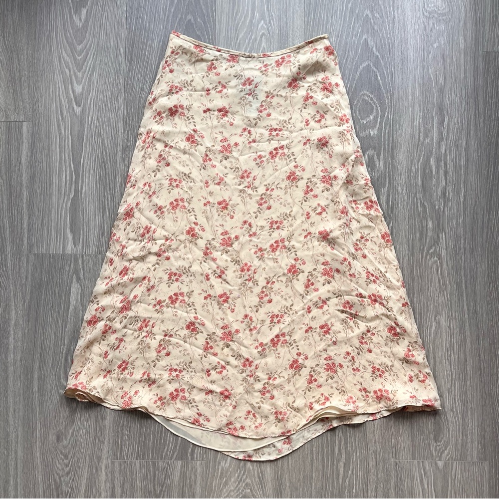 Y2K Lauren Ralph Lauren Silk Midi Skirt